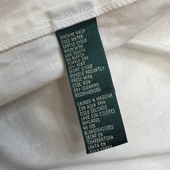 Vintage 100% Linen Ruffle Lace Cottagecore Whimsigoth Victorian Shirt Blouse Top - Picture 6 of 9